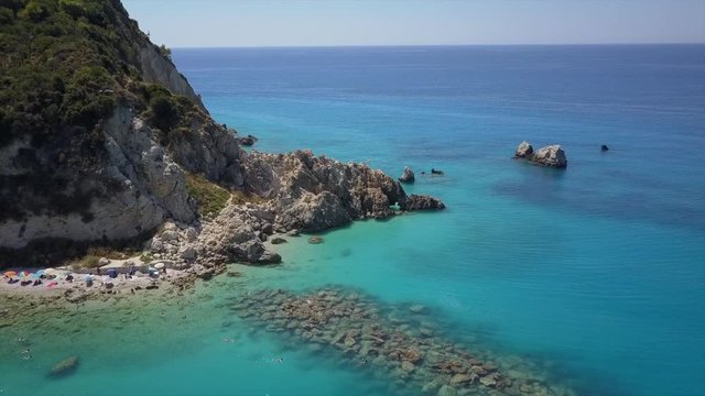 Beach and bay in Mediterranean sea. beautiful colors. Crystal clear turquoise