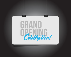 Grand opening celebration hanging banner message