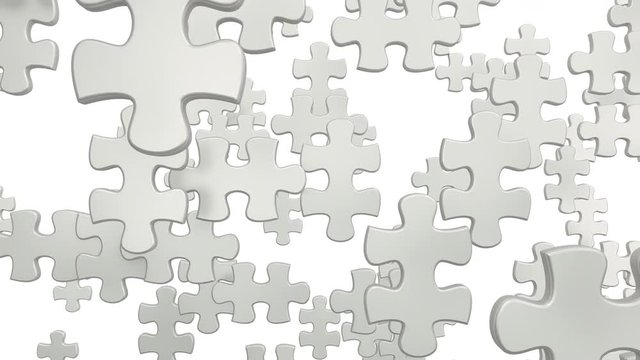 Puzzle pieces fall down and create the whole jigsaw.
Animation of puzzle pieces with alpha channel in high quality.