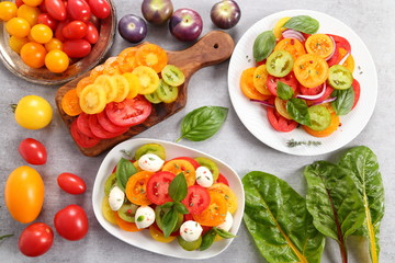 Fototapeta na wymiar Salad of colorful tomatoes.