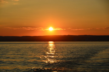 Beautiful sunset at Lake Balaton in Hungary