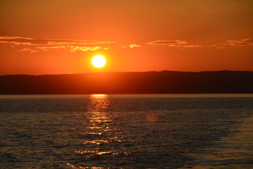 Beautiful sunset at Lake Balaton in Hungary