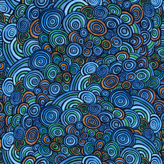 Zen blue metallic seamless pattern