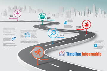 Business road map timeline infographic city designed for abstract background template milestone element modern diagram process technology digital marketing data presentation chart Vector illustration