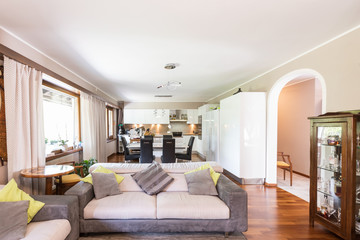 Modern living and kitchen of a villa