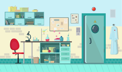 Detaled illustration of chemical laboratory with nobody