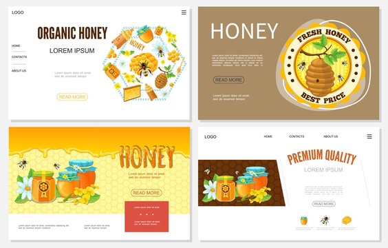 Cartoon Honey Websites Set