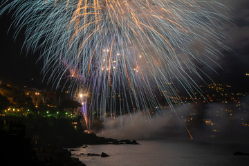Reco fireworks landscape seen from sea