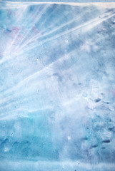 Watercolor texture splashes. Original abstract, paper, stone, ice, space, galaxy, cosmic light style turquoise color stains