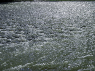 wide threshold in the lower reaches of the river Laba, Caucasus mountains