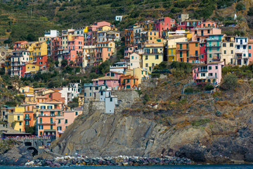 Manarola, unesco heritage, village on the sea in italy