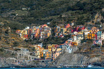 Manarola, little fishermans village on the sea in italy