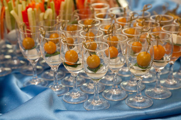 Restaurant serving - fruits and glasses