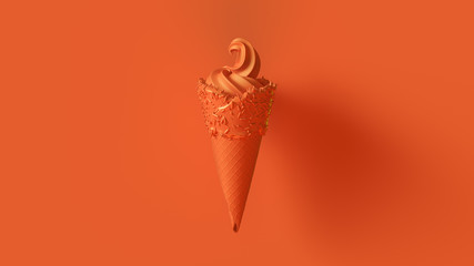 Orange Ice Cream with Orange Icing and Orange Sprinkles 3d illustration 3d render