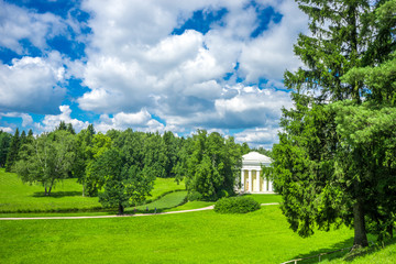 Old Russian Imperial Park and Pavilion near St. Petersburg. Russia