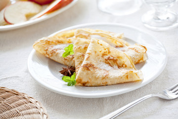 Homemade Crepes With Sugar