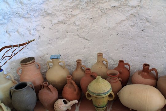 ceramic amphoras jugs and jars in cave