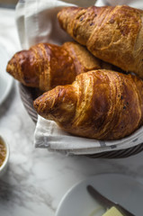 Fresh croissants for breakfast, french breakfast