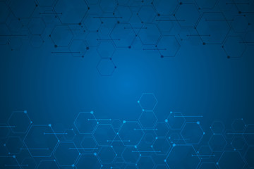 Obraz premium Abstract blue hexagon background , Technology polygonal concept with copy space