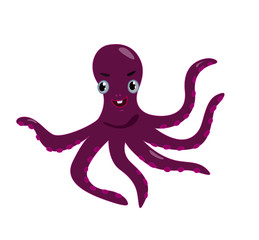 vector illustration of a pretty cartoon octopus isolated