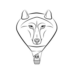 Clipart of hot air balloon in shape of wolf