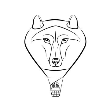 Clipart of hot air balloon in shape of wolf