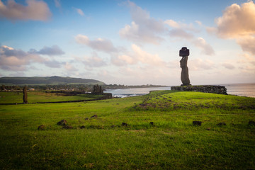 Ahu tahai  moai near hanga Roa in Easter island