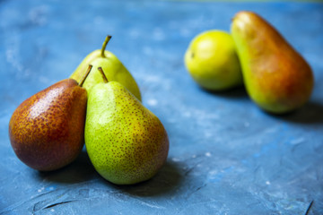 pear on a blue table