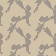 UFO military camouflage seamless pattern in different shades of beige and brown colors