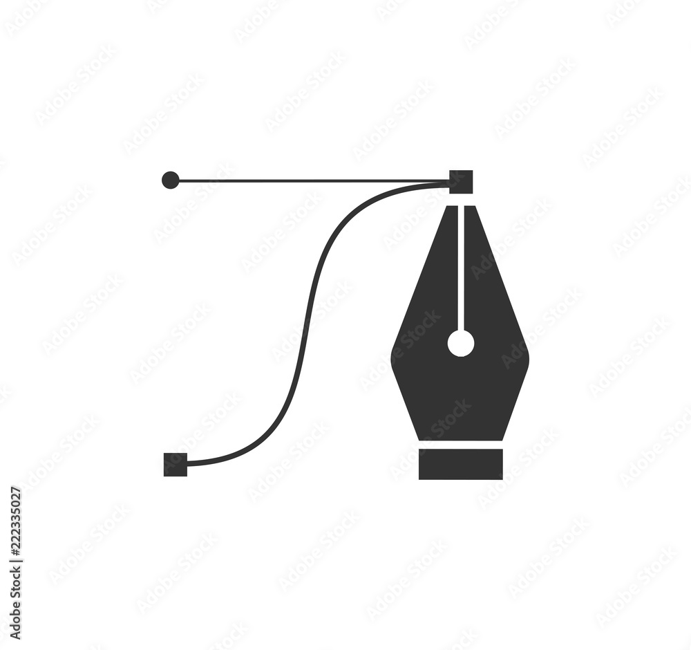 Fototapete pen tool cursor. computer graphics. logo for designer or illustrator. design icon. the curve control