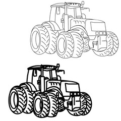 isolated sketch tractor