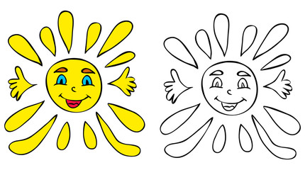 sun character, book coloring pages