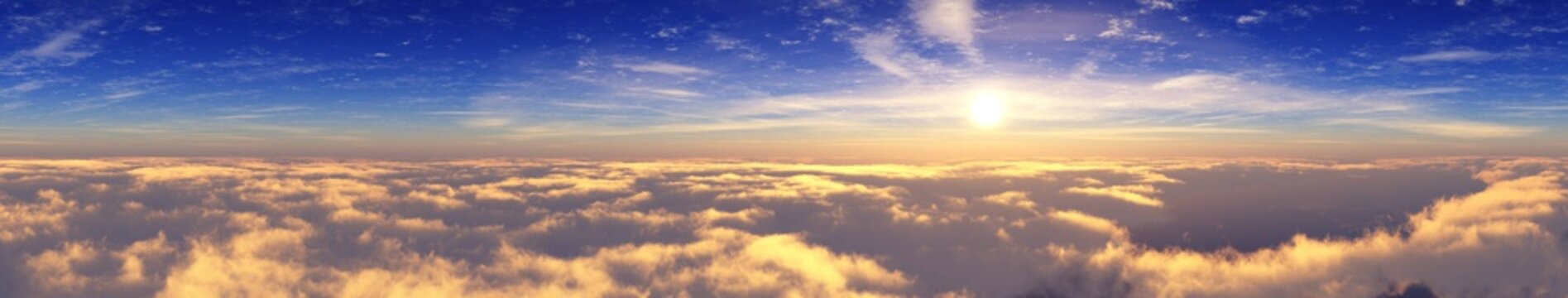 Above the clouds. Panorama of the sky with clouds and sun. © ustas