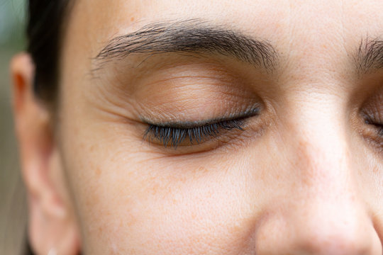 Macro image of close eye of woman