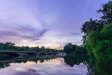 Cloudy sunset scene in Bucharest