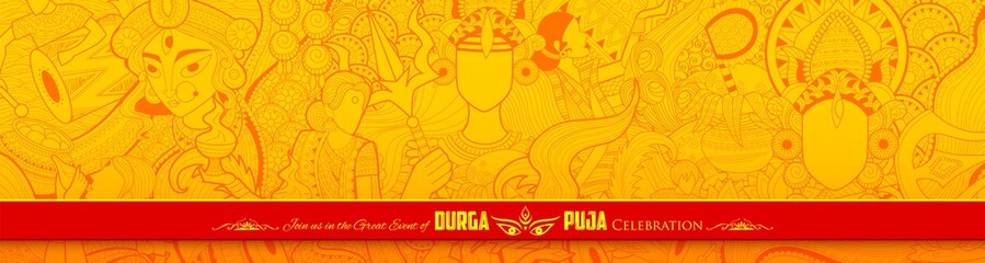 Fototapeta premium Goddess Durga in Happy Dussehra Navratri background