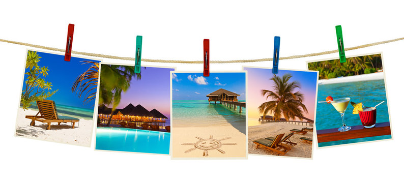 Maldives beach images (my photos) on clothespins