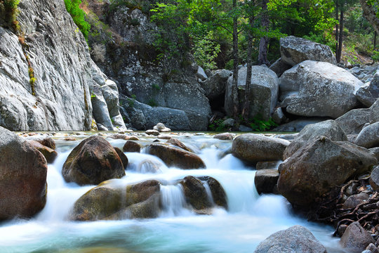 corse (corte) : rivi&egrave;re dans les gorges de la restonica