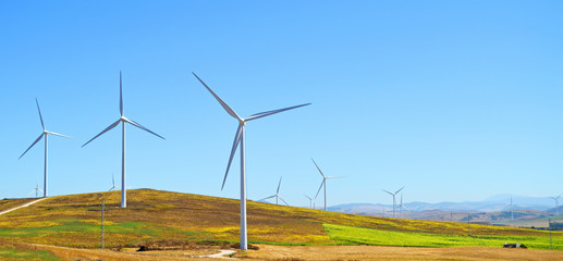 Wind energy in Spain, windmills in Tarifa, southern Europe