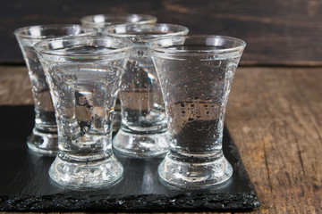 vodka in shot glasses