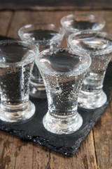 vodka in shot glasses