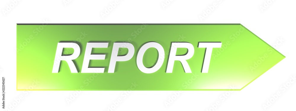 Poster green arrow pushbutton for report - 3d rendering