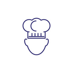 Chef in cooking hat line icon. Menu, kitchen, cookery. Restaurant concept. Vector illustration can be used for topics like food, occupation, gastronomy