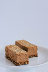 Chocolate raw dessert from mousse on a nut basis