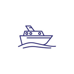 Cruise ship line icon. Sea, boat, yacht. Tourism concept. Vector illustration can be used for topics like recreation, vacation, voyage