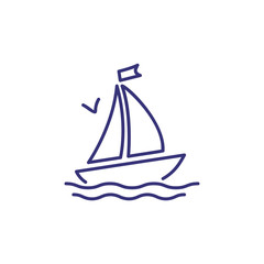 Sailing boat line icon. Lake, yacht, navigation. Cruise concept. Vector illustration can be used for topics like leisure, transportation, journey