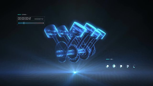 Future hybrid cars, Artificial Intelligence, Analyze the engine pistol trouble. connect IoT. 4k movie.