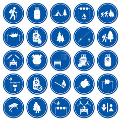 Set of travel and camping equipment icons