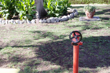 water faucet on the lawn