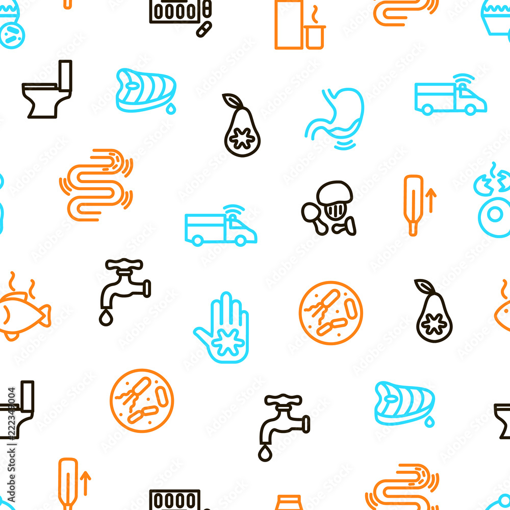 Poster causes of diarrhea seamless pattern background. vector